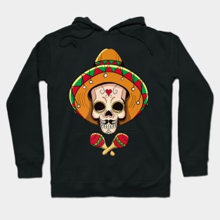 Maracas Sombrero Skull Design Hoodie